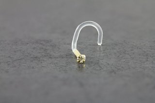14K Gold Nose Screw with 2.0mm CZ Gem 14K Gold Nose Screw with 2.0mm CZ Gem