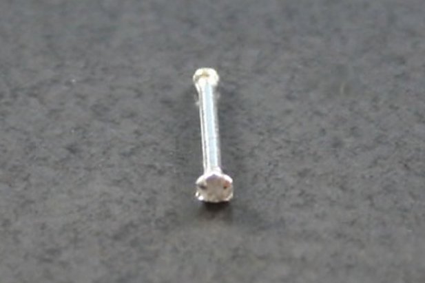 14K White Gold & Diamond Nose Bone