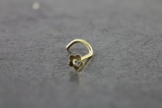 14K Yellow Gold Jeweled Flower Nose Screw 14K Yellow Gold Jeweled Flower Nose Screw