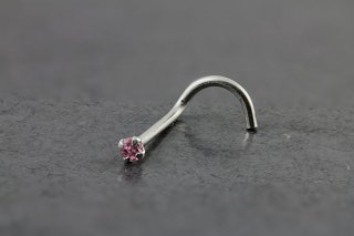 14kt White Gold 1.5m Pink Nose Screw