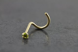 14kt Yellow Gold 2mm Light Green Nose Screw 14kt Yellow Gold 2mm Light Green Nose Screw