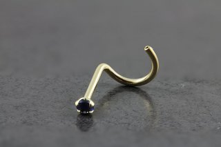 14kt Yellow Gold 2mm Sapphire Nose Screw 14kt Yellow Gold 2mm Sapphire Nose Screw