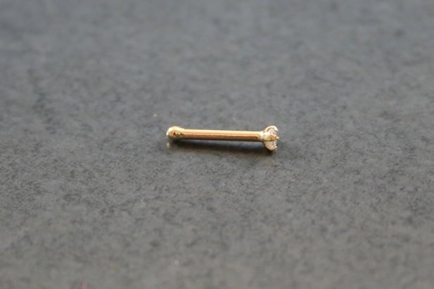 14kt Yellow Gold and Diamond Nose Bone