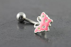 Baby Pink Butterfly Belly Bar