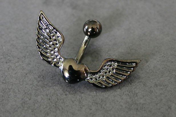 Black Angel Heart Belly Ring