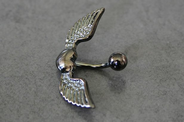 Black Angel Heart Belly Ring