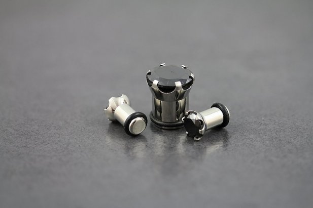 Black Cubic Zirconia Steel Plugs
