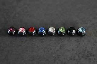 Black Titanium Jeweled Replacement Balls 14g