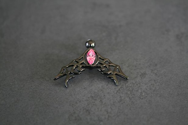 Black Tribal Belly Ring with CZ