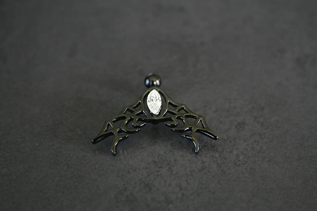 Black Tribal Belly Ring with CZ