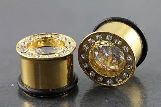 Bling Gold Tone Single Flare Plugs Bling Gold Tone Single Flare Plugs