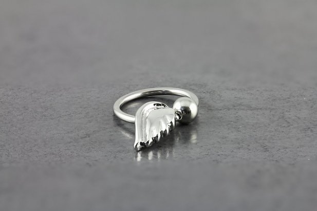 Captive Bead Ring with Angel Wing Design