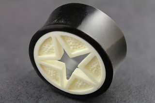 Carved Bone and Horn Star Flared Plugs
