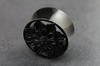 Carved Horn Lotus Flower Flared Plugs Carved Horn Lotus Flower Flared Plugs