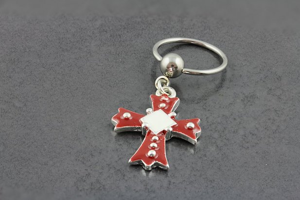 Celtic Cross Captive Bead Ring