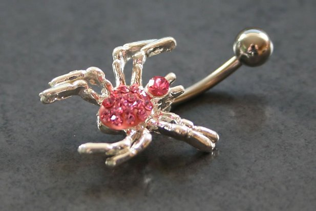 Crystal Spider Belly Ring