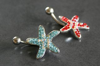 Crystal Starfish Belly Ring