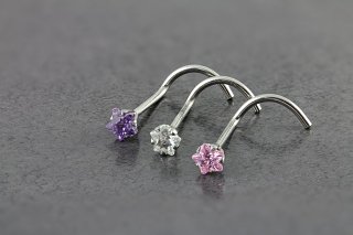 Cubic Zirconia Star Nose Screw