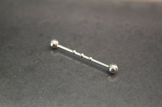 Designer Industrial Ear Barbell with Small Diamond Cuts