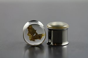 Double Flare Ear Plugs with Encapsulated Real Gold