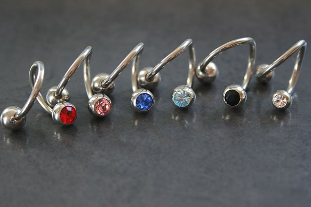 Double Jeweled Spiral Belly Ring
