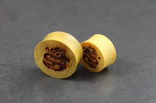Dragon Engraved Wooden Plugs Dragon Engraved Wooden Plugs