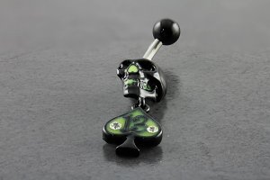 Glow Skull Face with Lucky 13 Dangle
