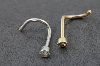 Gold Bezel Set CZ Nose Screw Gold Bezel Set CZ Nose Screw