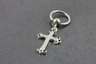 Gothic Cross Captive Bead Ring
