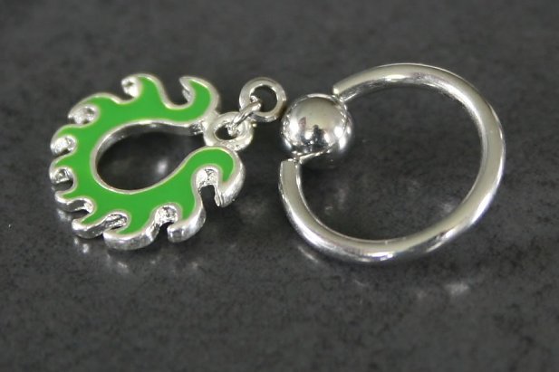 Green Fire Dangle Nipple Ring