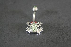 Green Garden Frog Belly Ring