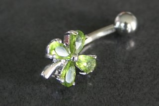 Green Leaf Clover Belly Ring