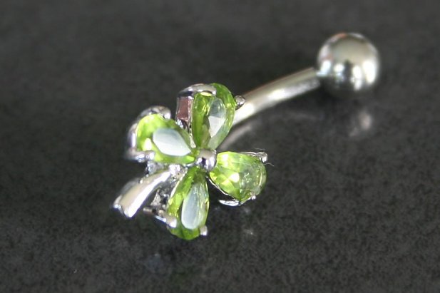 Green Leaf Clover Belly Ring