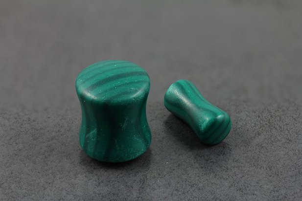 Green Malachite Double Flared Plugs