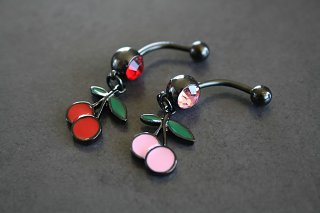 Hand Painted Cherries Belly Ring