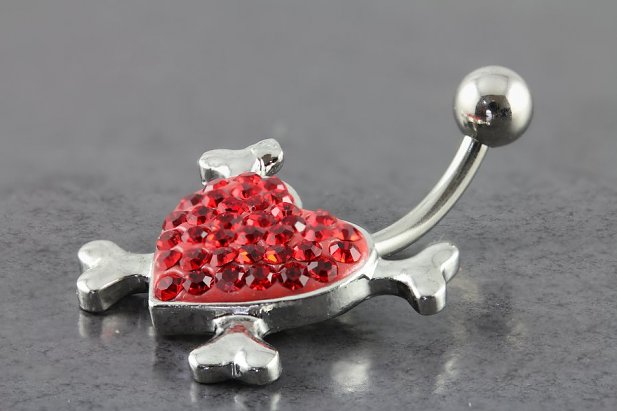 Heart and Crossbones Belly Ring