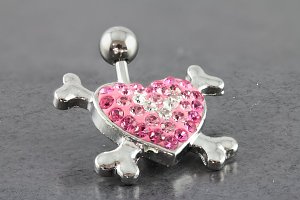 Heart and Crossbones Belly Ring