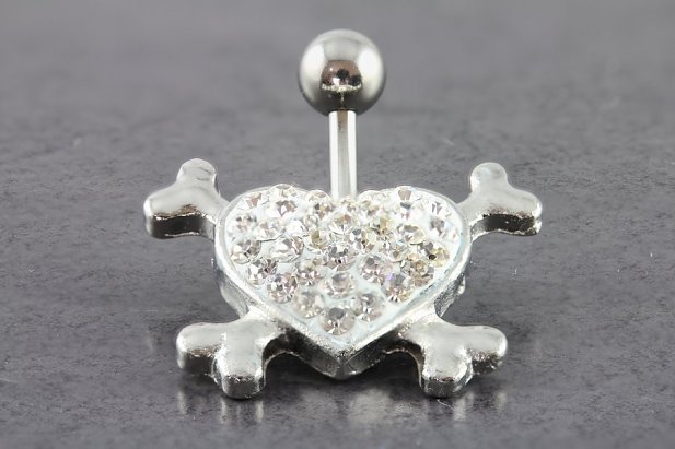 Heart and Crossbones Belly Ring