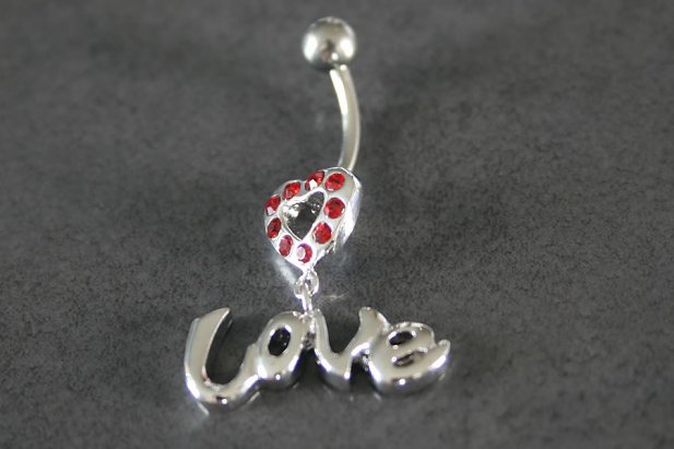 Heart Love Dangle Belly Ring