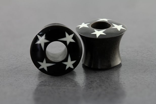 Horn Plug with Bone Inlay Stars