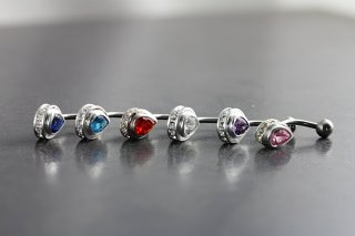 Jeweled Tear Drop Belly Bar