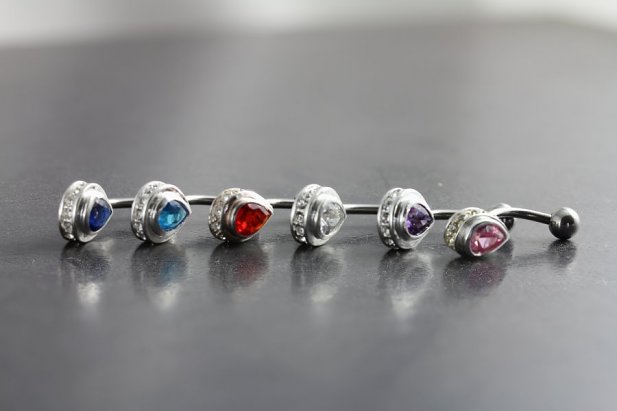 Jeweled Tear Drop Belly Bar