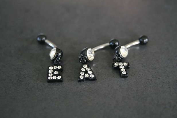 Letter Charm Belly Rings