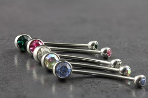 Longer Barbell Duo Gem Belly Ring