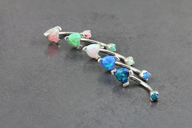Opal Heart Belly Bar