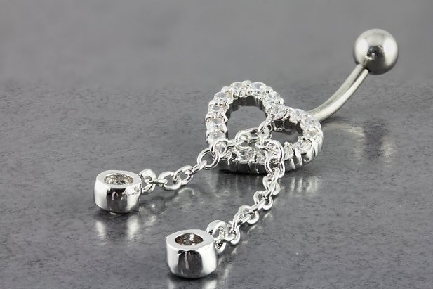 Open Heart Chain Dangle Belly Button Ring