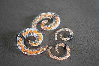 Orange and White Spiral Glass Talon