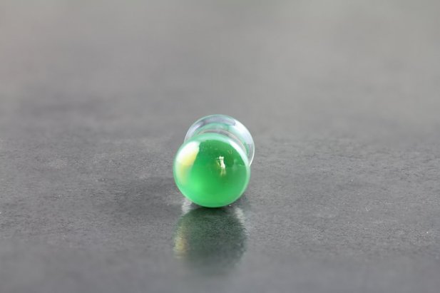 Pearl Green Glass Flared Plugs