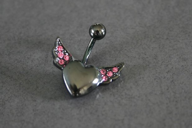 Pink Titanium Heart Belly Ring Pink Titanium Heart Belly Ring