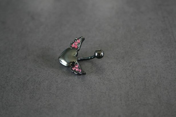 Pink Titanium Heart Belly Ring